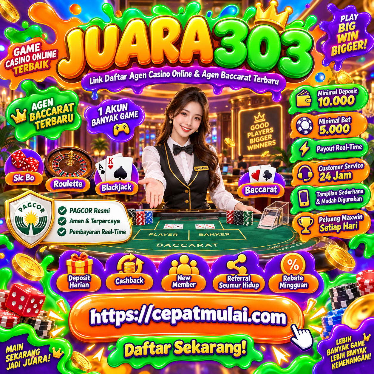 JUARA303 ☄️ Link Daftar Agen Casino Online & Agen Baccarat Terbaru